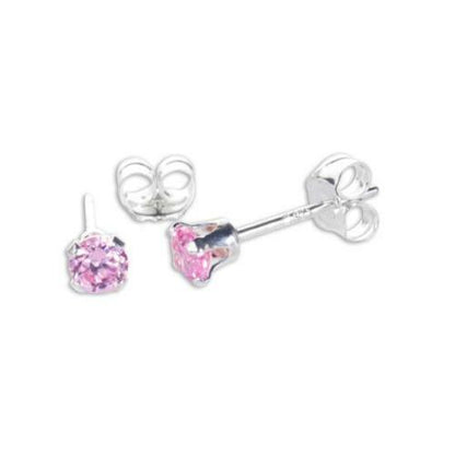 Sterling Silver 3mm Round CZ Stud Earrings