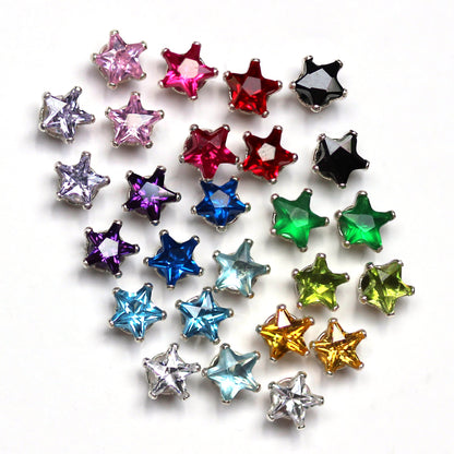 Sterling Silver 4mm Star CZ Stud Earrings