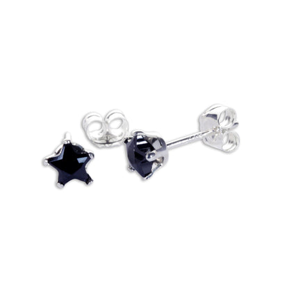 Sterling Silver 4mm Star CZ Stud Earrings