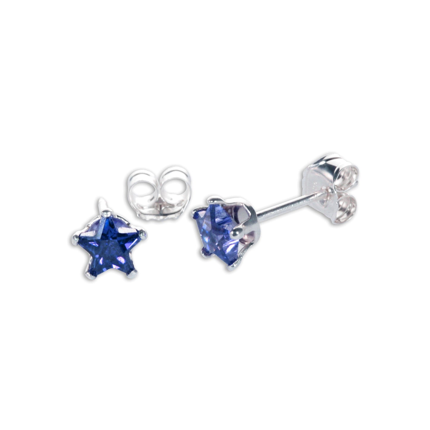 Sterling Silver 4mm Star CZ Stud Earrings