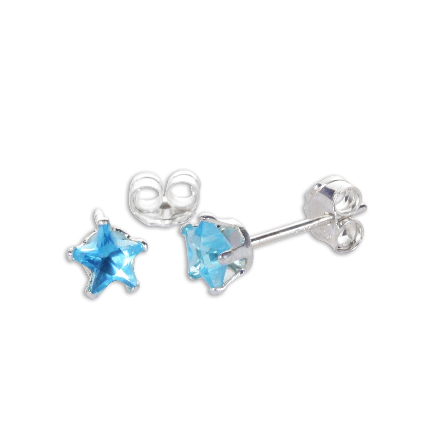 Sterling Silver 4mm Star CZ Stud Earrings