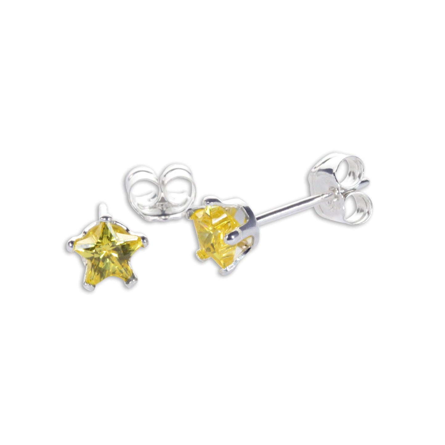 Sterling Silver 4mm Star CZ Stud Earrings