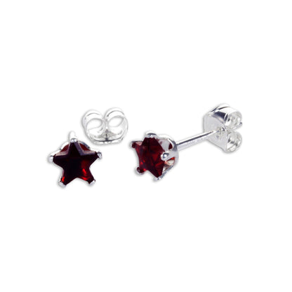 Sterling Silver 4mm Star CZ Stud Earrings