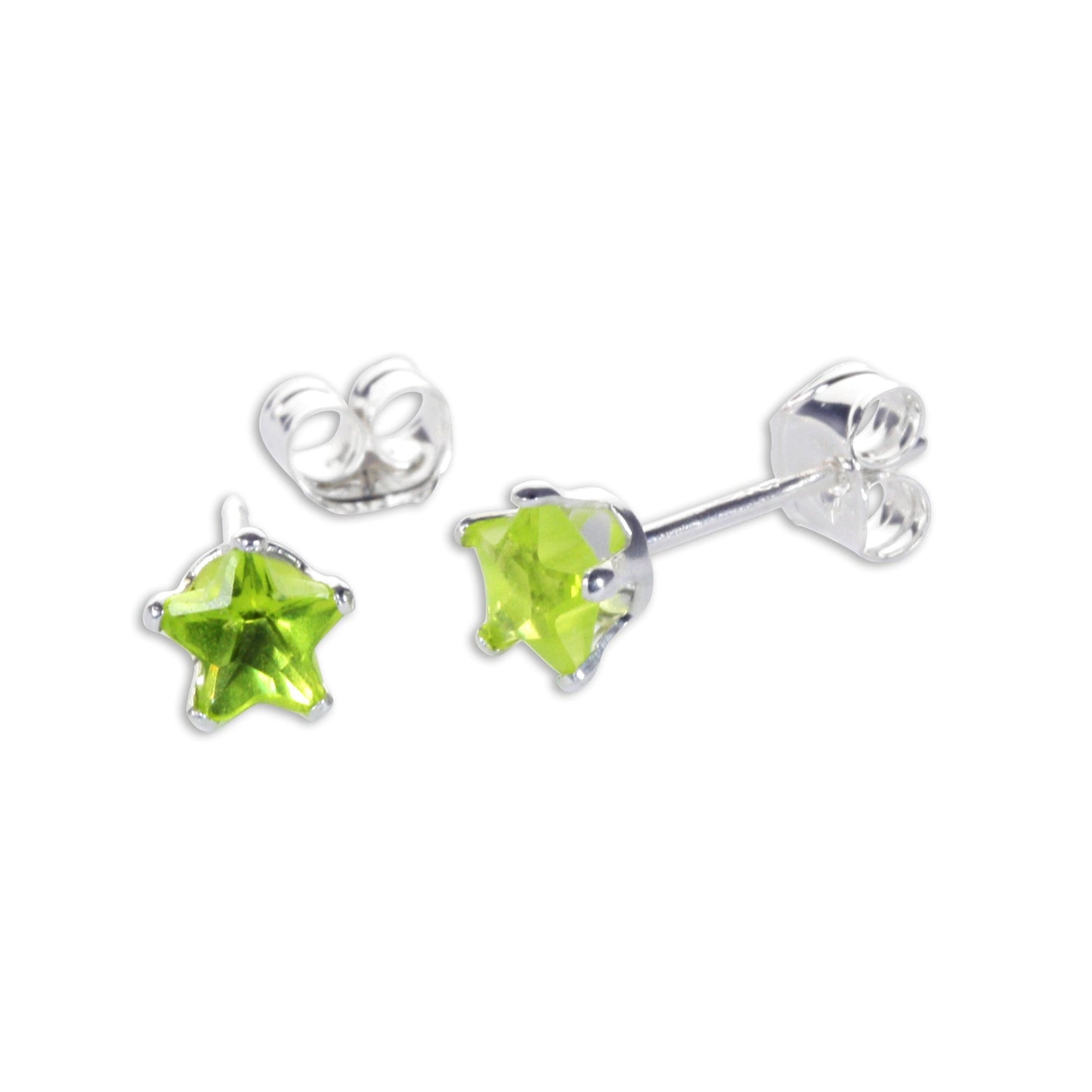 Sterling Silver 4mm Star CZ Stud Earrings