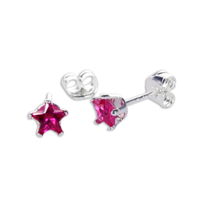 Sterling Silver 4mm Star CZ Stud Earrings