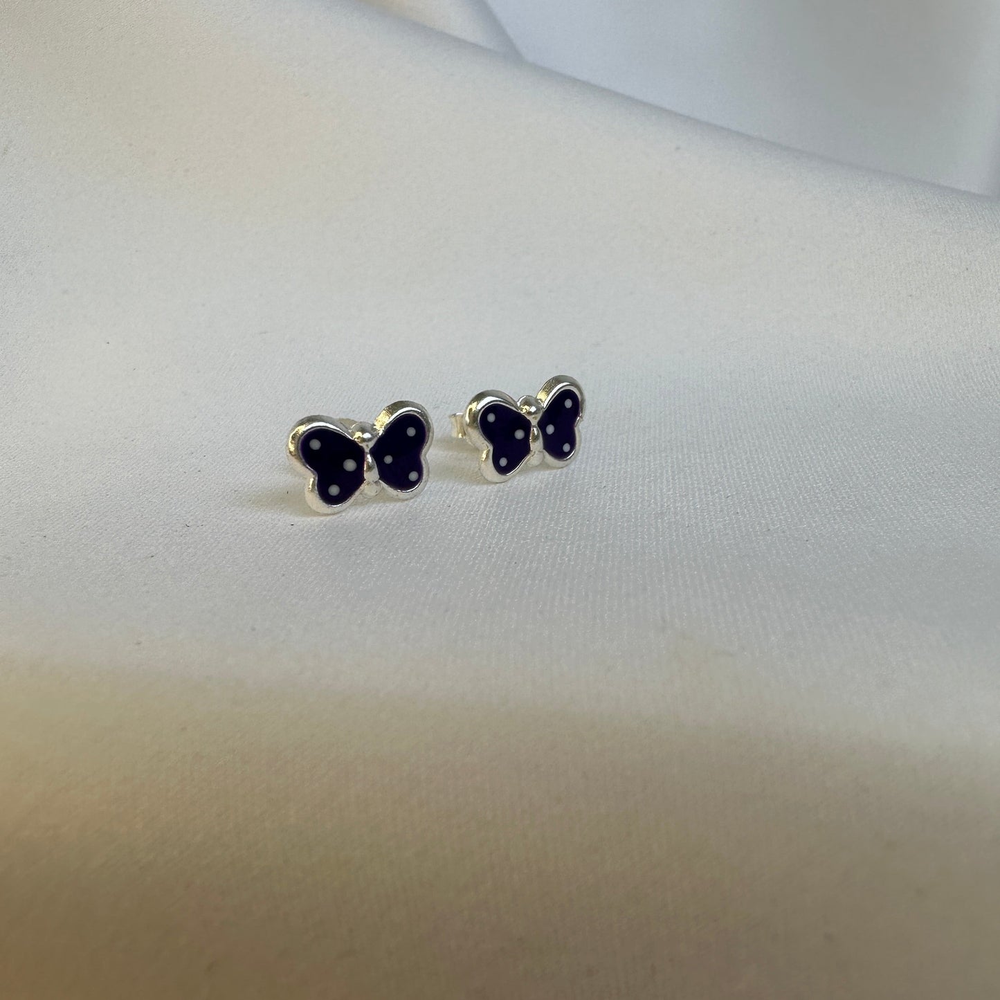 Sterling Silver Purple Enamelled Butterfly Stud Earrings