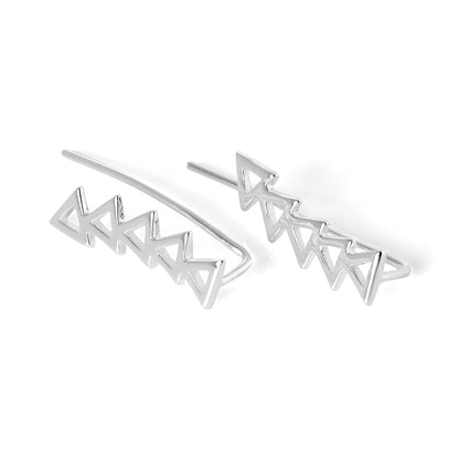 Sterling Silver Open Triangle Ear Pin Crawler Earrings