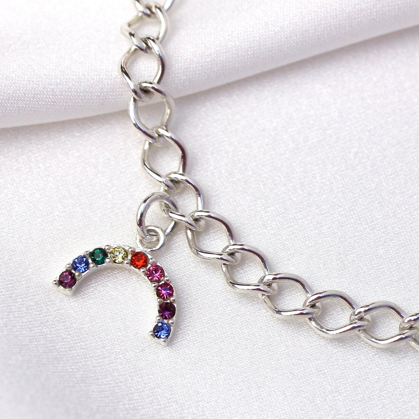 Sterling Silver Heart Clasp Charm Bracelet