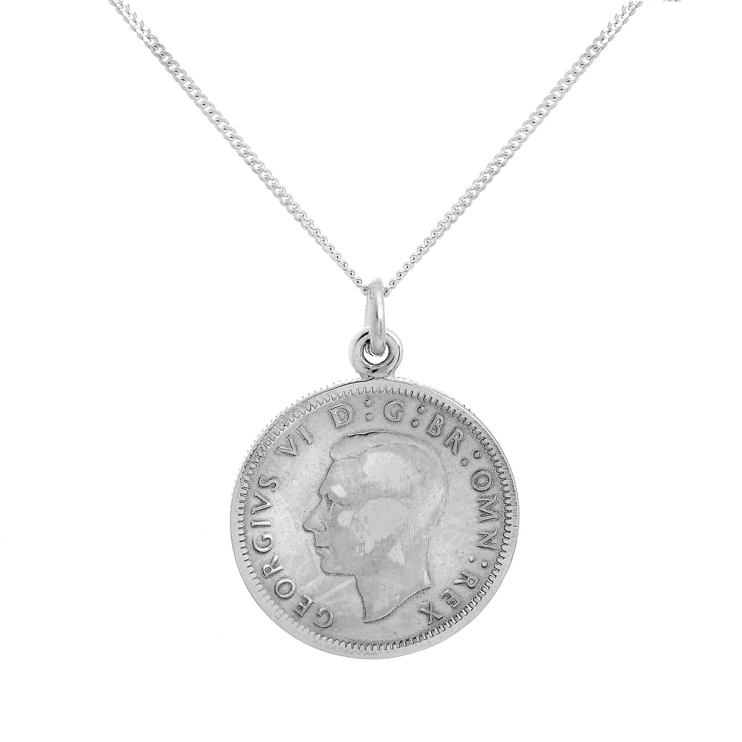 Sterling Silver Lucky Sixpence Pendant Necklace