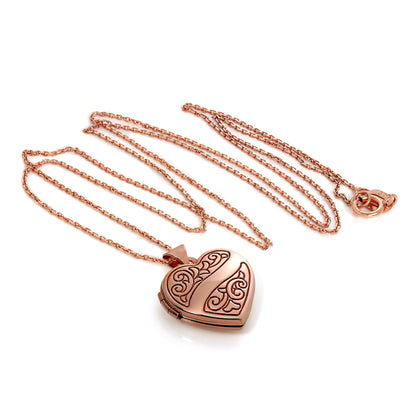 9ct Rose Gold Engraved Heart Locket