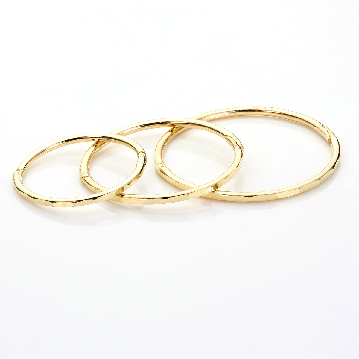 9ct Yellow Gold Faceted Hinged Hoop Earrings