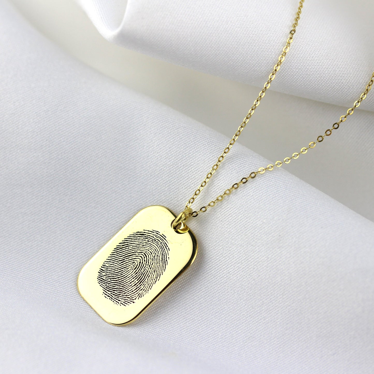 Personalised 9ct Gold Fingerprint Dog Tag Necklace