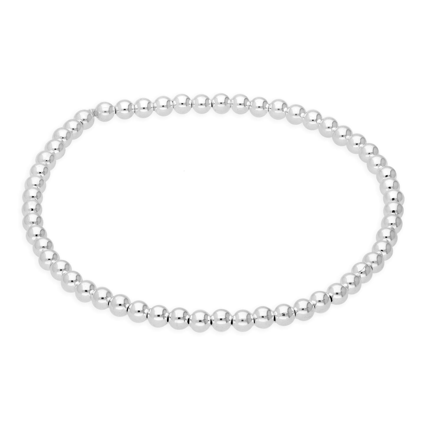 Sterling Silver Stretchy 7 Inch 3mm Curb Bead Bracelet