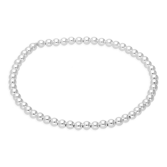 Sterling sølv stretchy 7 tommers 3 mm kantstein perle armbånd