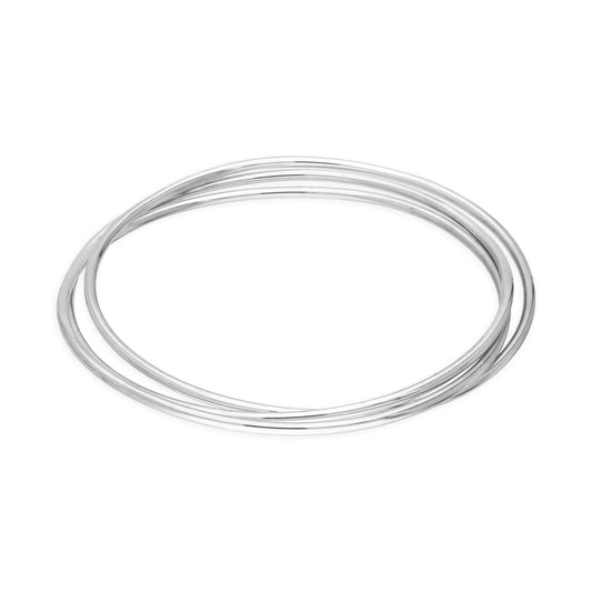 Sterling Silver Triple Russian 65mm Adult Stacking Bangle