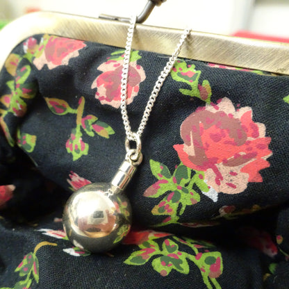 Sterling Silver Opening Perfume Bottle Ball Pendant Necklace 16 - 24 Inches