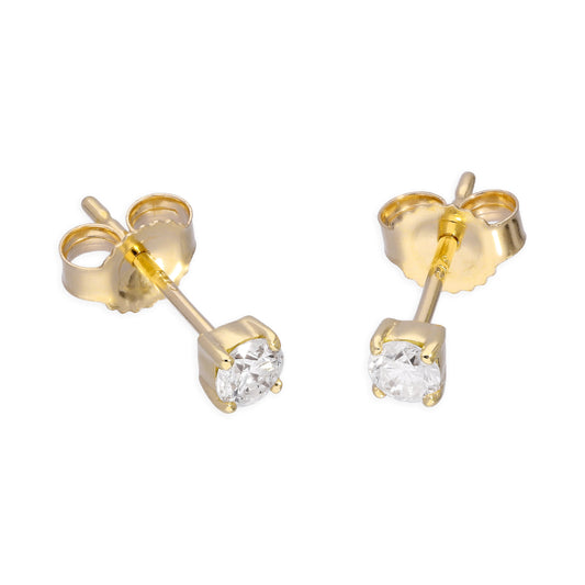 9ct Yellow Gold 0.23ct Diamond 4 Claw Set Round Solitaire Stud Earrings