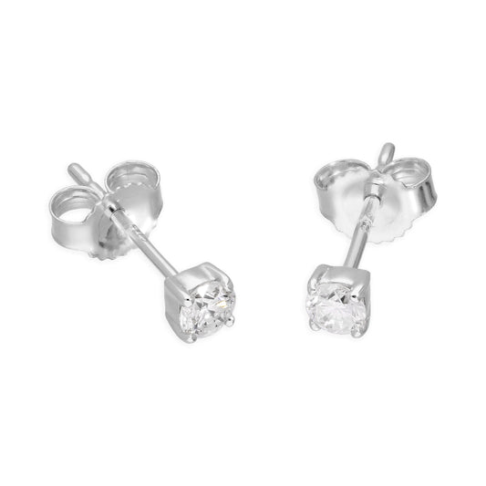 9ct White Gold 0.23ct Diamond 4 Claw Set Round Solitaire Stud Earrings