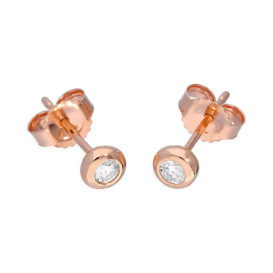 9ct Rose Gold 0.09ct Diamond Doughnut Round Solitaire Stud Earrings