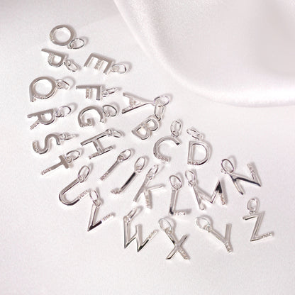 Sterling Silver & Triple 1.2pt Diamond Alphabet Letter Pendant A - Z