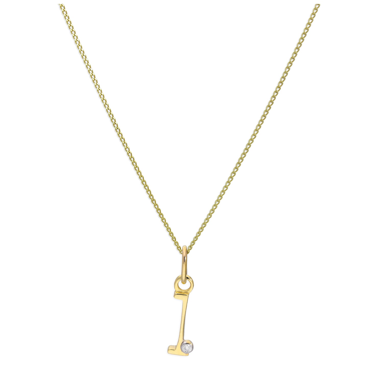 9ct Yellow Gold Single Stone Diamond 0.4 points Letter L Necklace Pendant 16 - 20 Inches