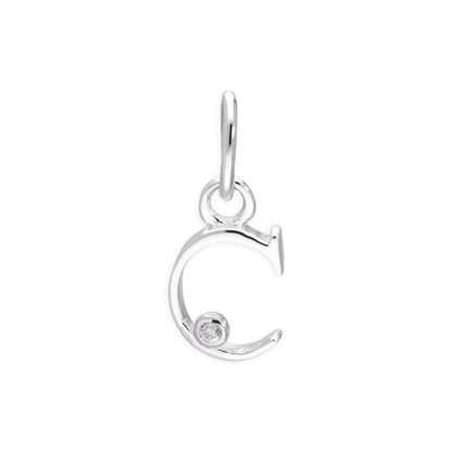 Sterling Silver 0.4pts Diamond Alphabet Letter Pendant A - Z