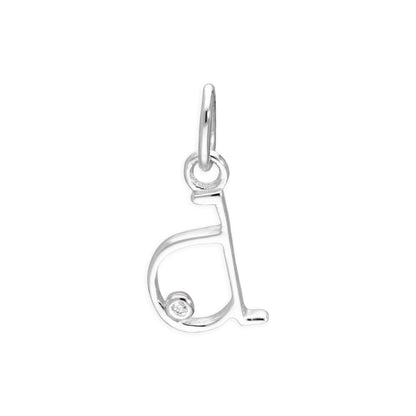 Sterling Silver 0.4pts Diamond Alphabet Letter Pendant A - Z