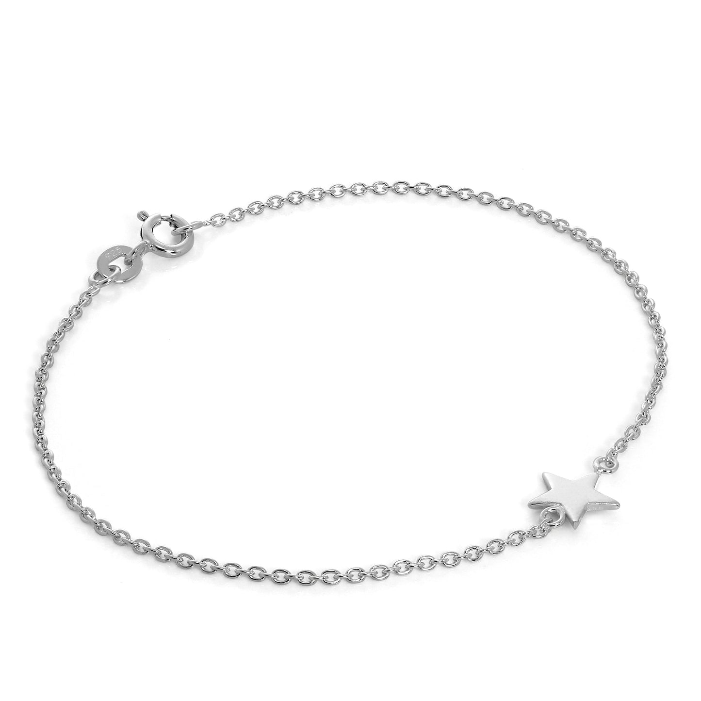 Fine Sterling Silver Star Belcher Chain Bracelet