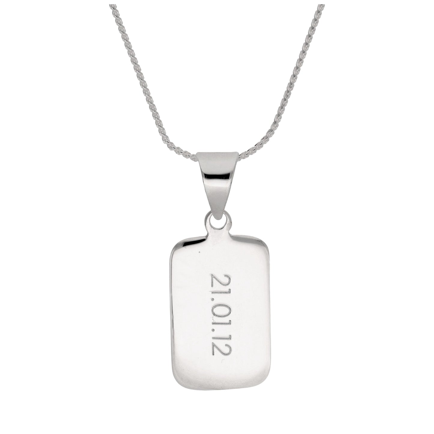 Sterling Silver Rectangular Engravable Pendant Necklace 14 - 22 Inches