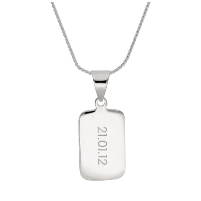 Sterling Silver Rectangular Engravable Pendant Necklace 14 - 22 Inches