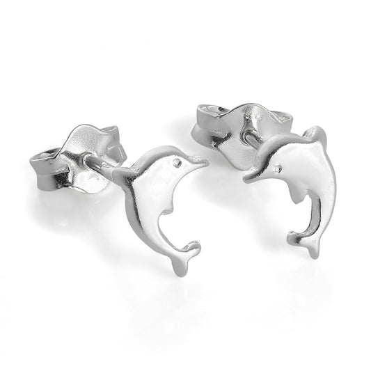 Tiny Sterling Silver Dolphin Stud Earrings