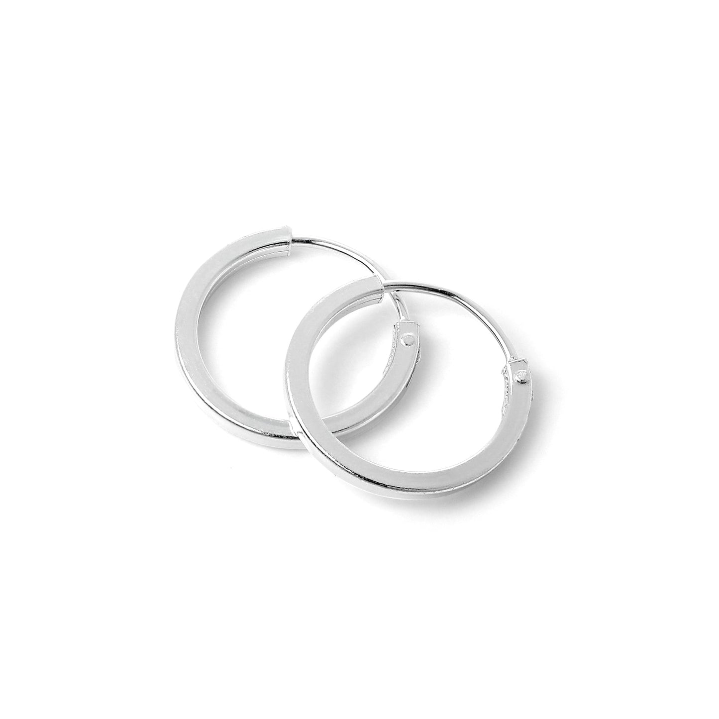 Sterling Silver 1mm Square Sleeper Hoop Earrings 10mm - 40mm