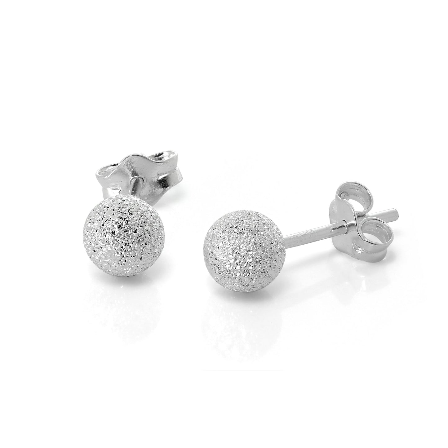 Frosted Sterling Silver Ball Stud Earrings 3mm - 8mm