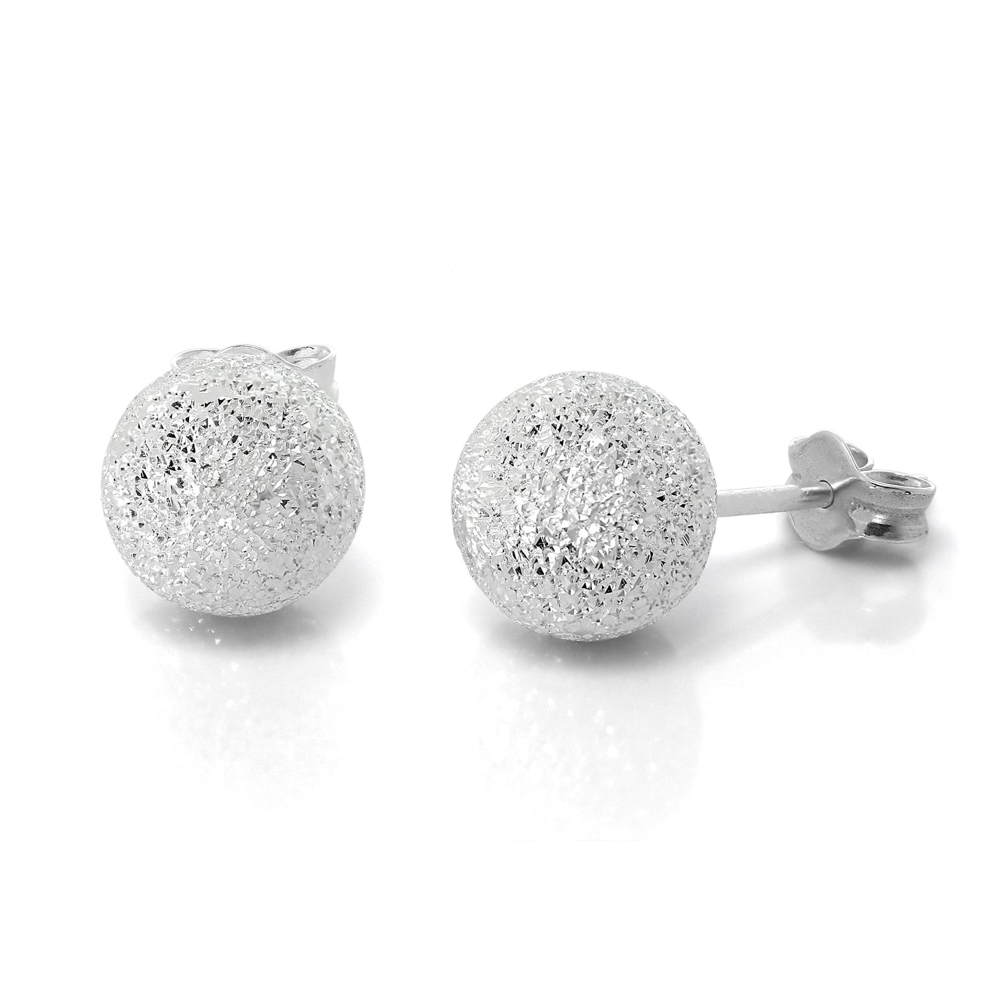 Frosted Sterling Sølv Ball Stud Øredobber 3mm - 8mm