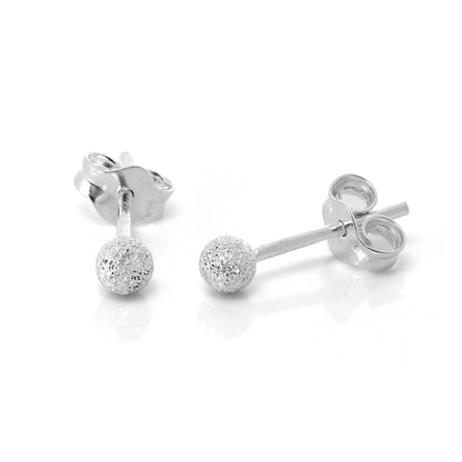 Frosted Sterling Sølv Ball Stud Øredobber 3mm - 8mm