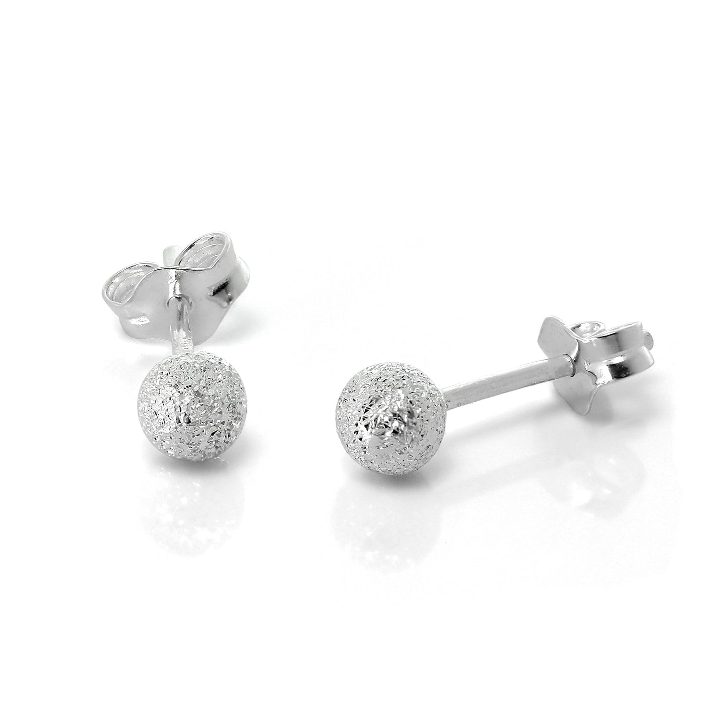 Frosted Sterling Sølv Ball Stud Øredobber 3mm - 8mm