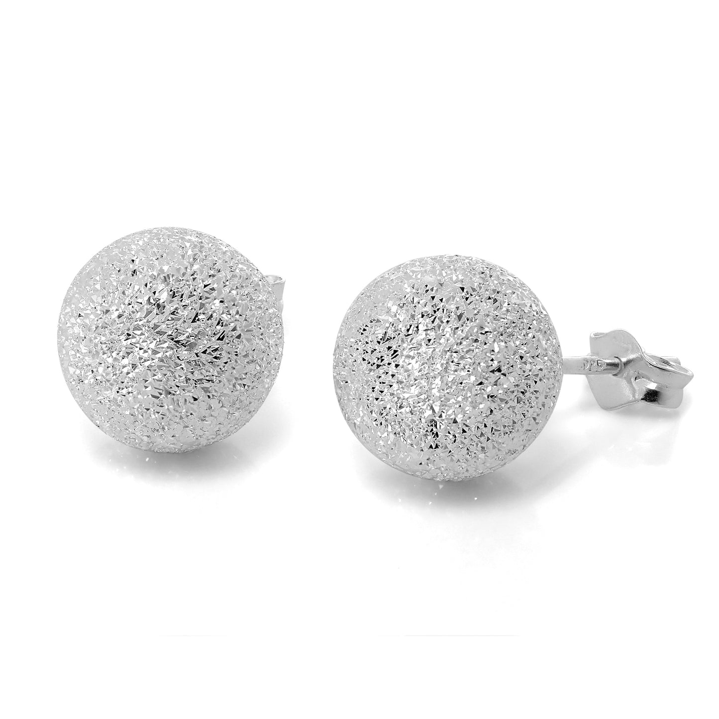 Frosted Sterling Silver Ball Stud Earrings 3mm - 8mm