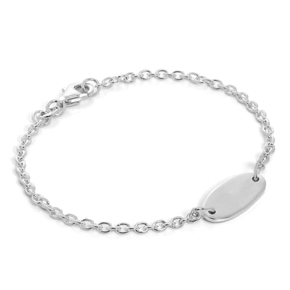 Child's Sterling Silver Engravable ID Plate 6 Inch Bracelet