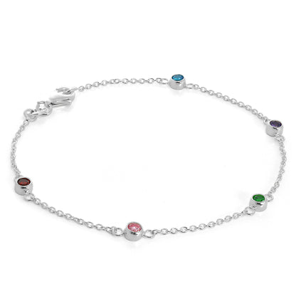 Fine Sterling Silver 7.5 inch Belcher Bracelet with 4mm CZ crystals