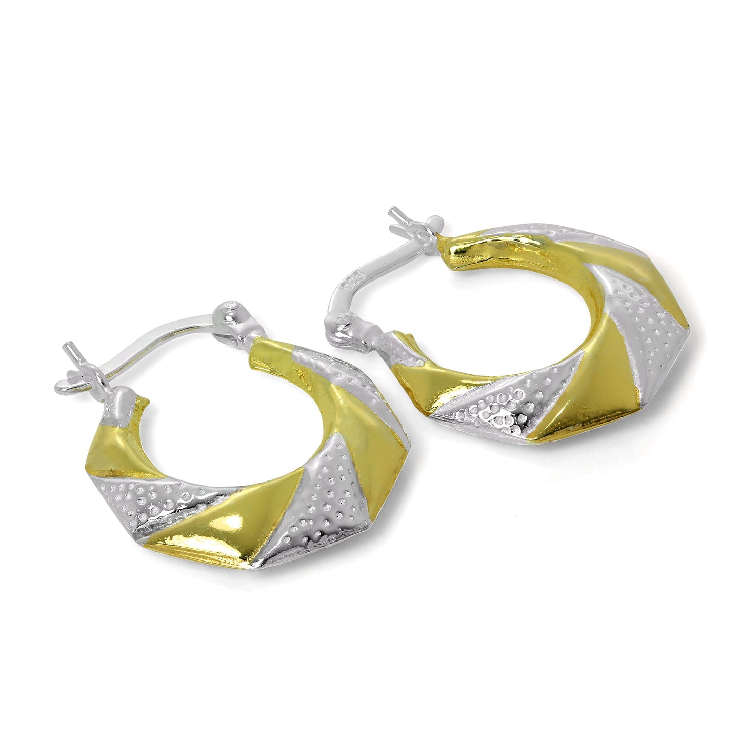 Gold Plated Sterling Silver Twist 16mm Hoop Creole Earrings