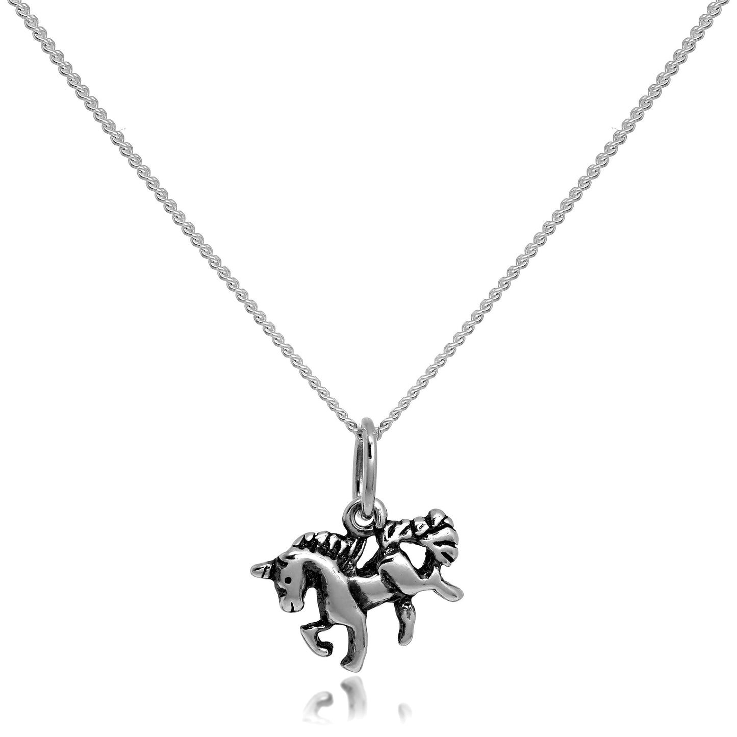 Tiny Sterling Silver Unicorn Pendant on Fine Chain 16 - 22 Inches