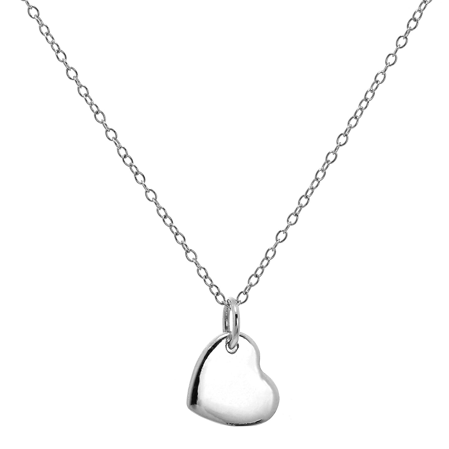 Sterling Silver Engravable Heart 18 Inch Belcher Chain Necklace