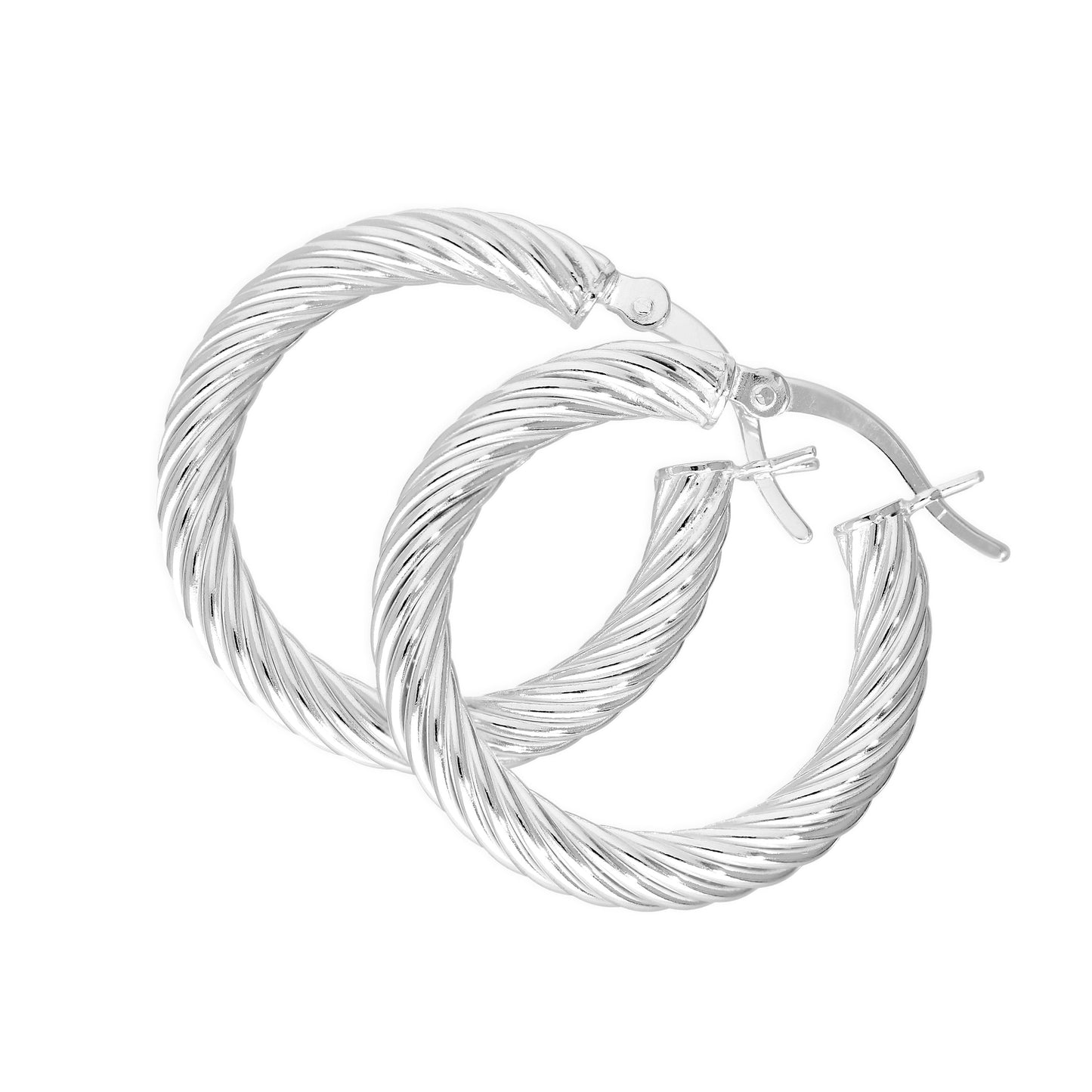 Sterling Silver Twist Oval Hoop Earrings