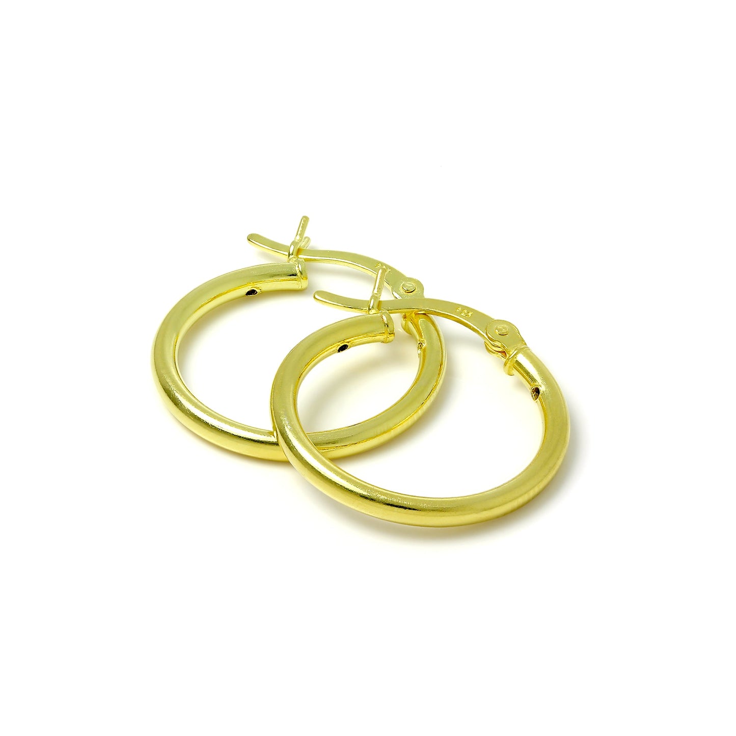 Gold Plated Sterling Silver 2mm Tube Sleeper Hoop Earrings 12mm - 80mm