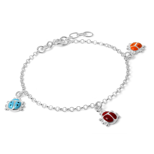 Childrens Sterling Silver Ladybird Charm Bracelet