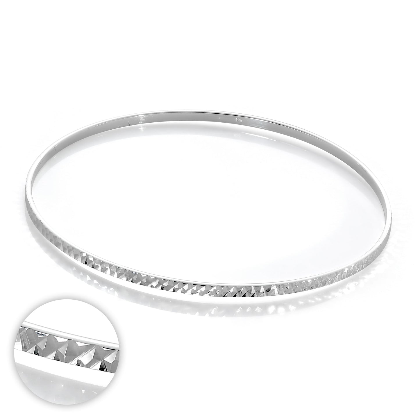 Sterling Silver Diamond Cut 66mm Stacking Bangle