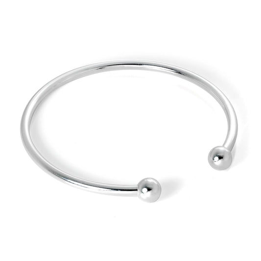 Sterling Silver Adult 65mm Hollow Torque Bangle