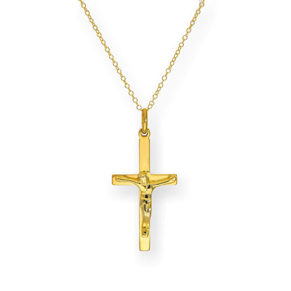 Gold Plated Sterling Silver 18 Inch Crucifix Necklace