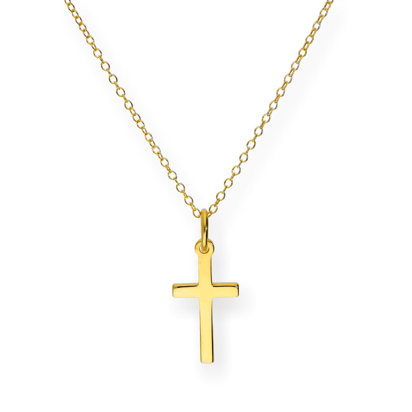 Gold Plated Sterling Silver 18 Inch Cross Necklace