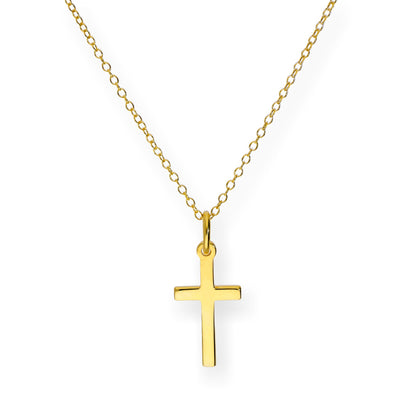 Gold Plated Sterling Silver 18 Inch Cross Necklace